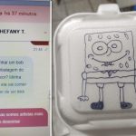 Hamburgueria de Botucatu desenha Bob Esponja em embalagem de lanche a pedido de uma mãe para a filha comer e viraliza