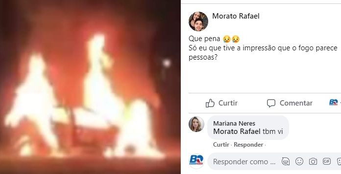 Botucatu: Formato de chamas em incêndio de carro chama atenção. “Só eu que tive a impressão que o fogo parece pessoas?”