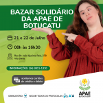 APAE Botucatu promove bazar solidário nos dias 21 e 22 de julho
