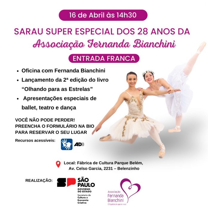 Sarau gratuito comemora os 28 anos da Associação Fernanda Bianchini Sarau gratuito comemora os 28 anos da Associação Fernanda Bianchini