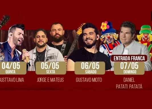Lençóis Paulista: Facilpa segue esta semana com Gusttavo Lima, Jorge e Mateus, Zé Ramalho, Patati e Patatá e Daniel