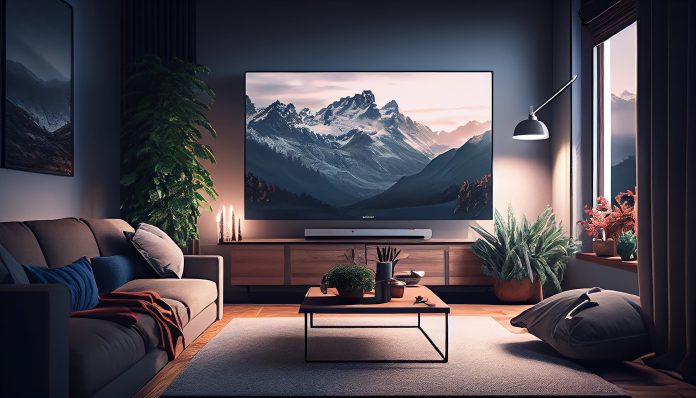 Modern indoor living room with comfortable sofa ,generative AI