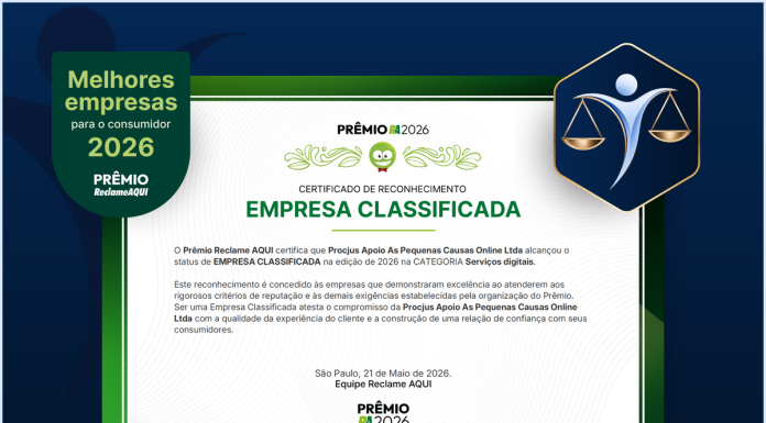 Procjus é classificada para o Prêmio Reclame AQUI 2026 Procjus é classificada para o Prêmio Reclame AQUI 2026