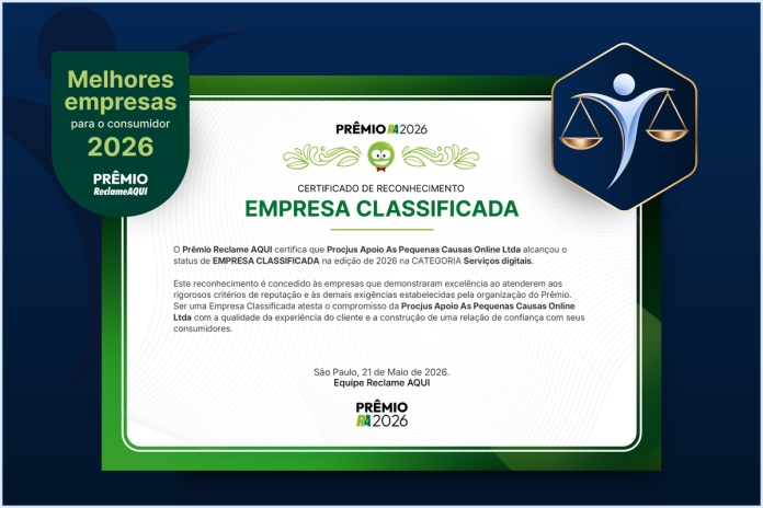 Procjus é classificada para o Prêmio Reclame AQUI 2026