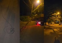 Cabos de telefonia soltos causam acidente com motociclista em Botucatu