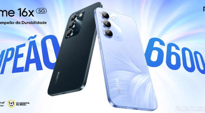 Com bateria de 6.600 mAh, realme 16x 5G chega ao Brasil