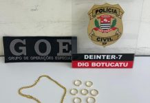 Polícia recupera joias de ouro avaliadas em R$ 72 mil furtadas de joalheria em Botucatu